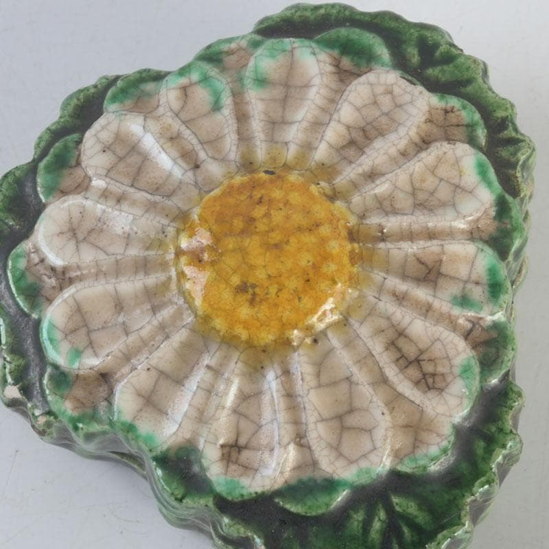 茶道具 交趾焼 六兵衛 菊花 香合 時代箱 V 9682