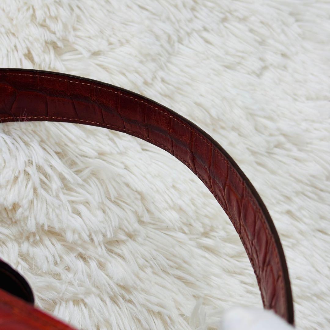 ガラバーニ　クロコダイル　ハンドバッグ　silverプレート　ブラウン　本革