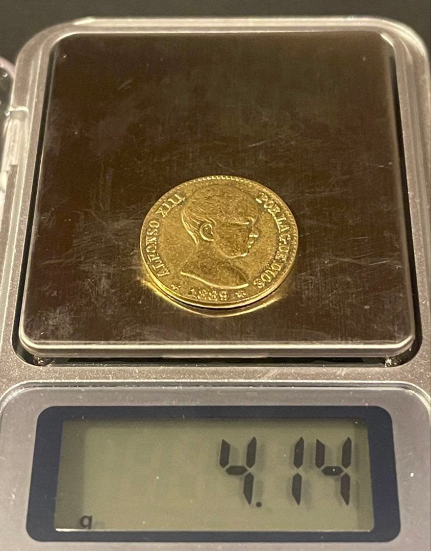 スペイン王室金貨 20ペセタ 1883年《アルフォンソ12世》アンティーク