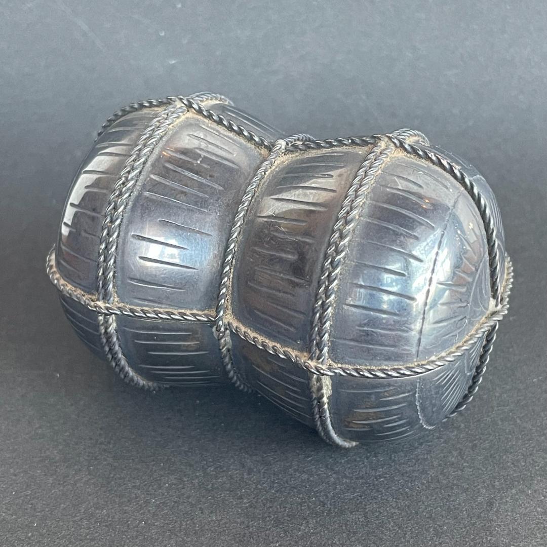 純銀製 米俵 置物 オブジェ 蓋もの 小物入 開閉式 シルバー 109g