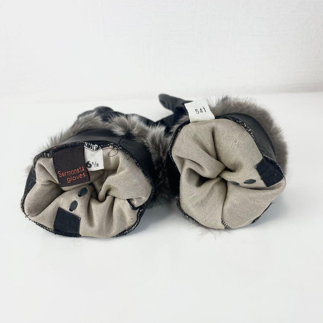Sermoneta gloves リアルレザー ファー 手袋 ロング ブラック - メルカリ