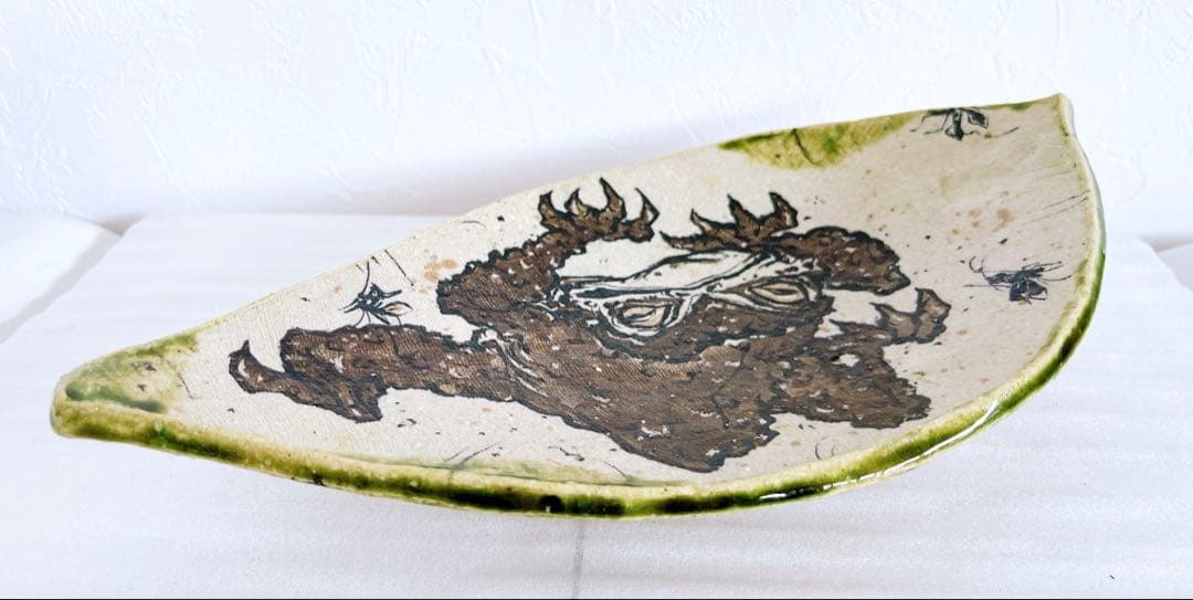 池田省吾 織部蝦蟇木の葉皿 織部 食器 飾り皿 皿 ぐい呑 新品未使用 本物