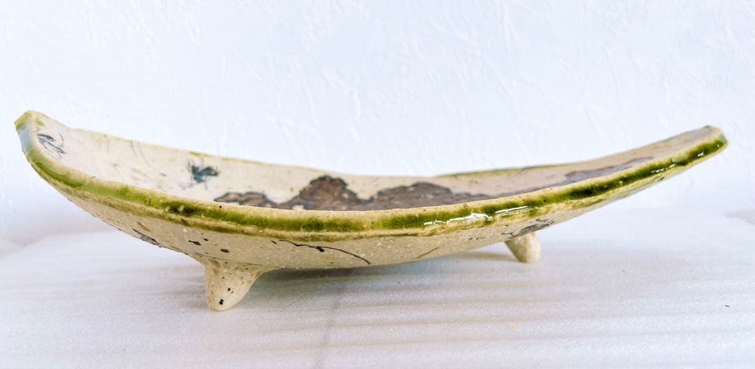 池田省吾 織部蝦蟇木の葉皿 織部 食器 飾り皿 皿 ぐい呑 新品未使用 本物