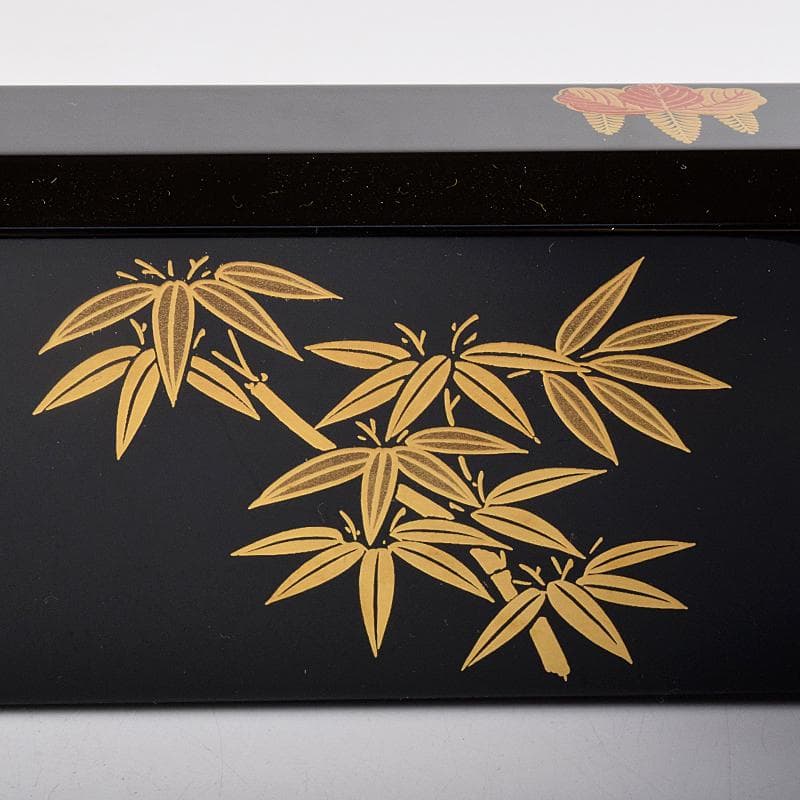 茶道具　塗師　宗勝作　真塗　菊桐四君子蒔絵　炉縁　共箱　V　8398A