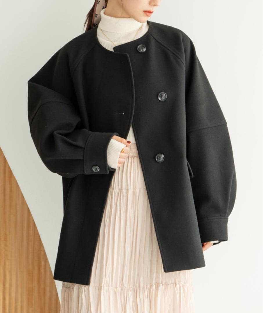 hinari ウェーブデザインミドルコート - メルカリ