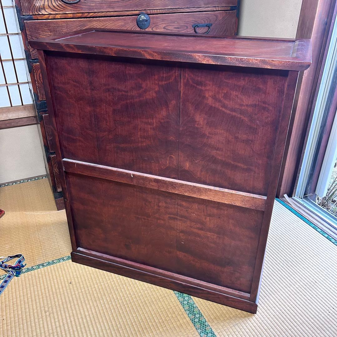 昭和レトロ 木製ガラスキャビネット 収納棚 食器棚 幅90cmの通販はau