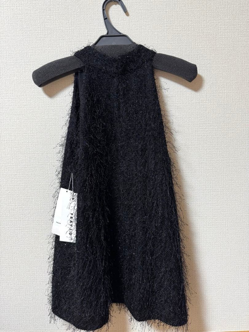 【FRAY I.D】フリンジジャガードホルタートップス　ブラック　BLK