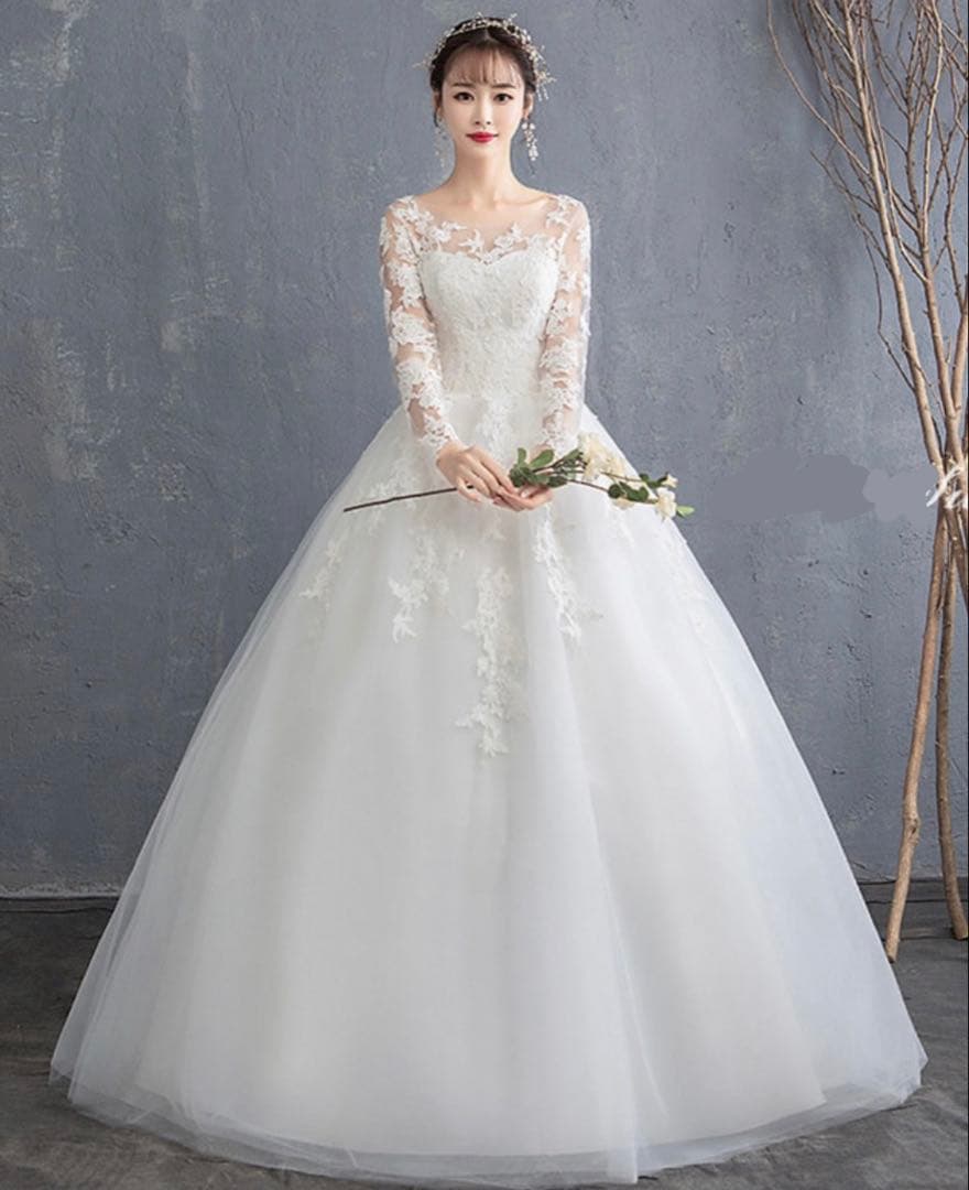 み*ん様 白 レース 長袖 ウェディングドレス 前撮り フォトウェディング 冬