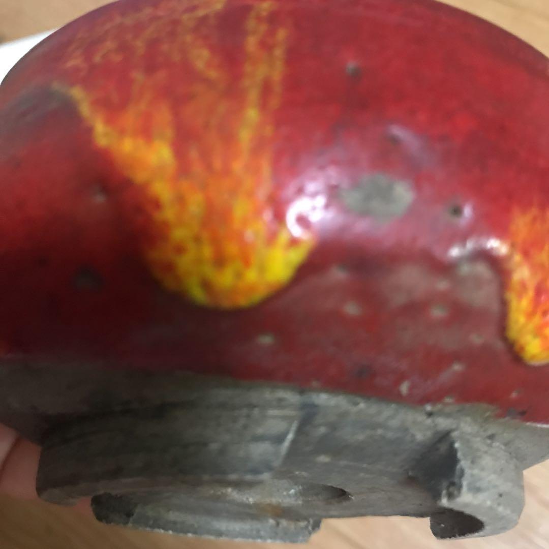 盆栽鉢　希少時代盆栽鉢鶏血黄釉がけ支那鉢和鉢〜亭詳細不明骨董鉢山野草赤い盆栽鉢