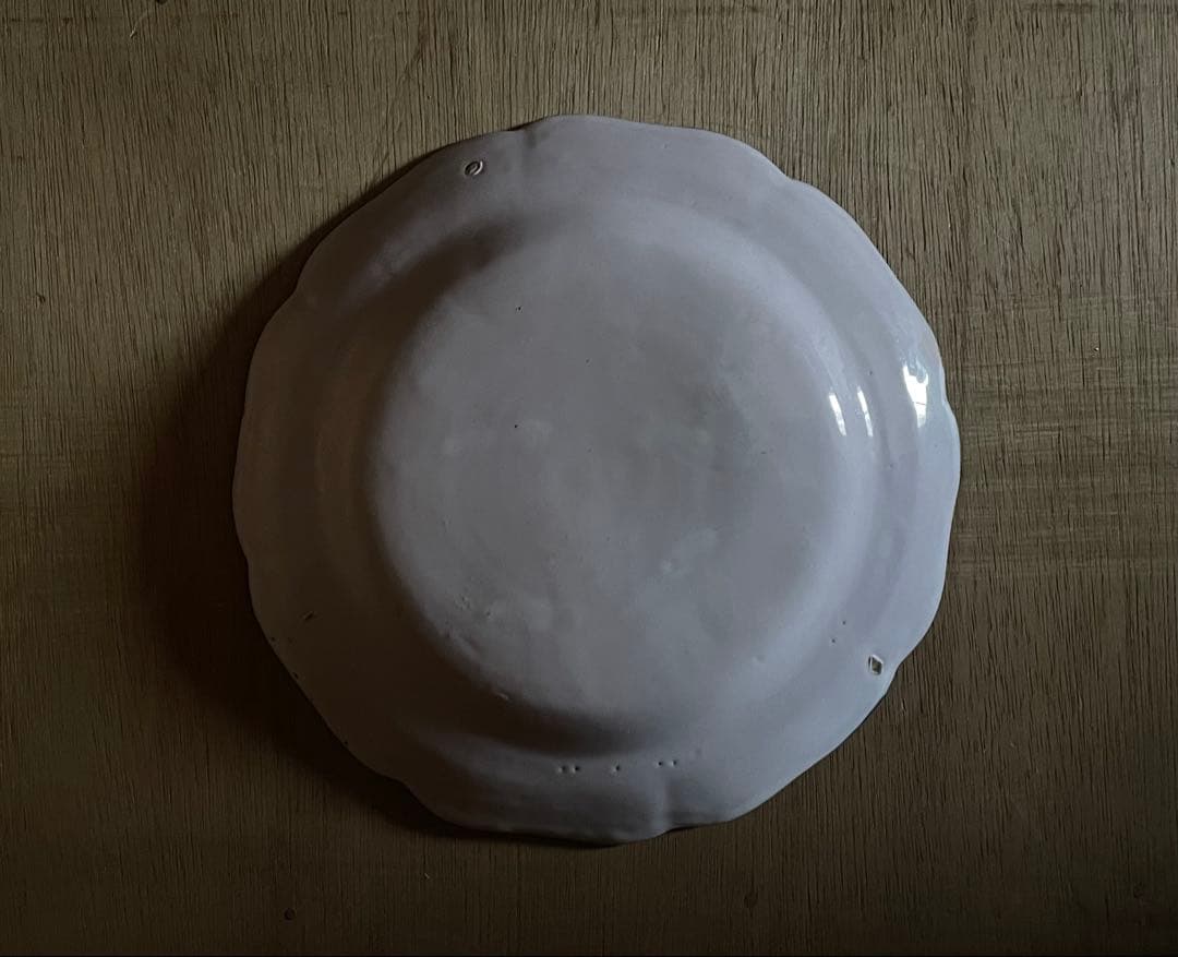 18世紀　ブルーライン　花リム皿 ◆ ムスティエ　フランス アンティーク