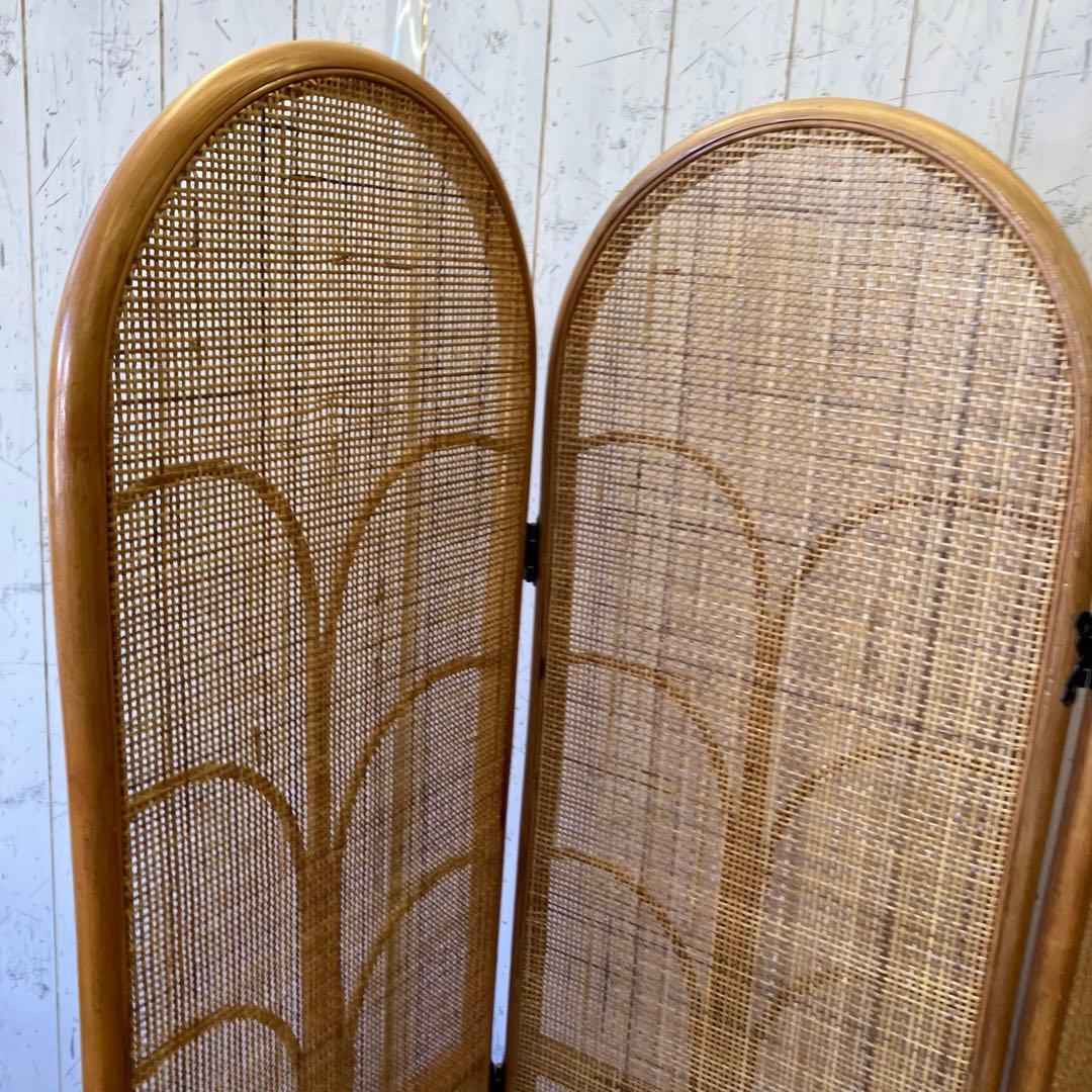 9/7迄【アンティーク/レトロ】ラタン アーチ型 4連パーテーション