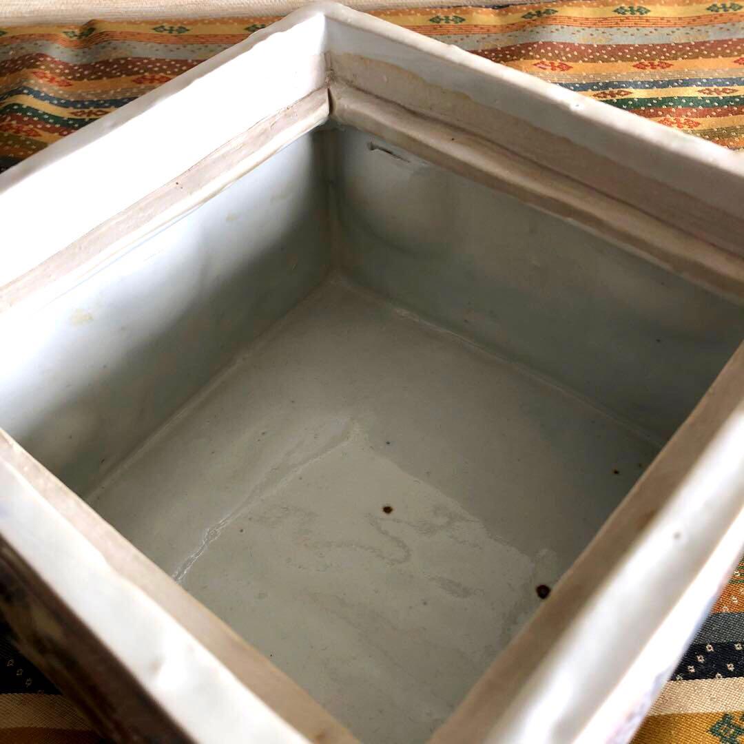 値下げ】 水差 染付 河本五郎 染付四方水差 茶道具 瀬戸 河本礫