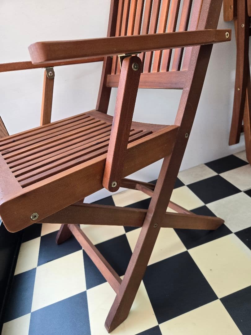 即日出荷 4個セット 木製スラットデザイン折りたたみ椅子 ガーデン