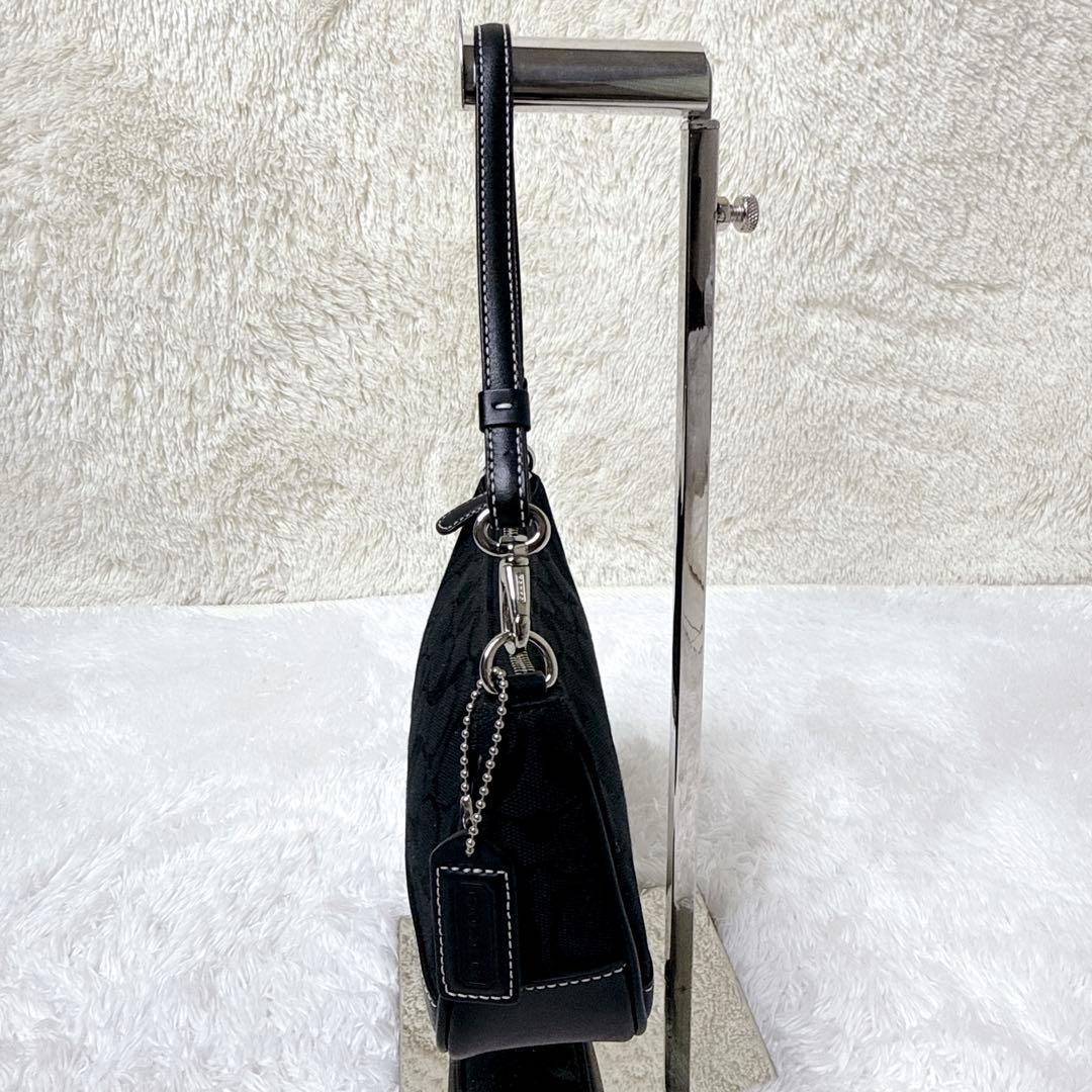 極美品✨コーチ アクセサリーポーチ キャンバス レザー ブラック シグネチャー