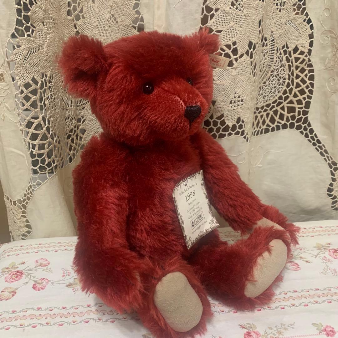 シュタイフ Steiff白ダグ　クマ　熊　ベア　レッド
