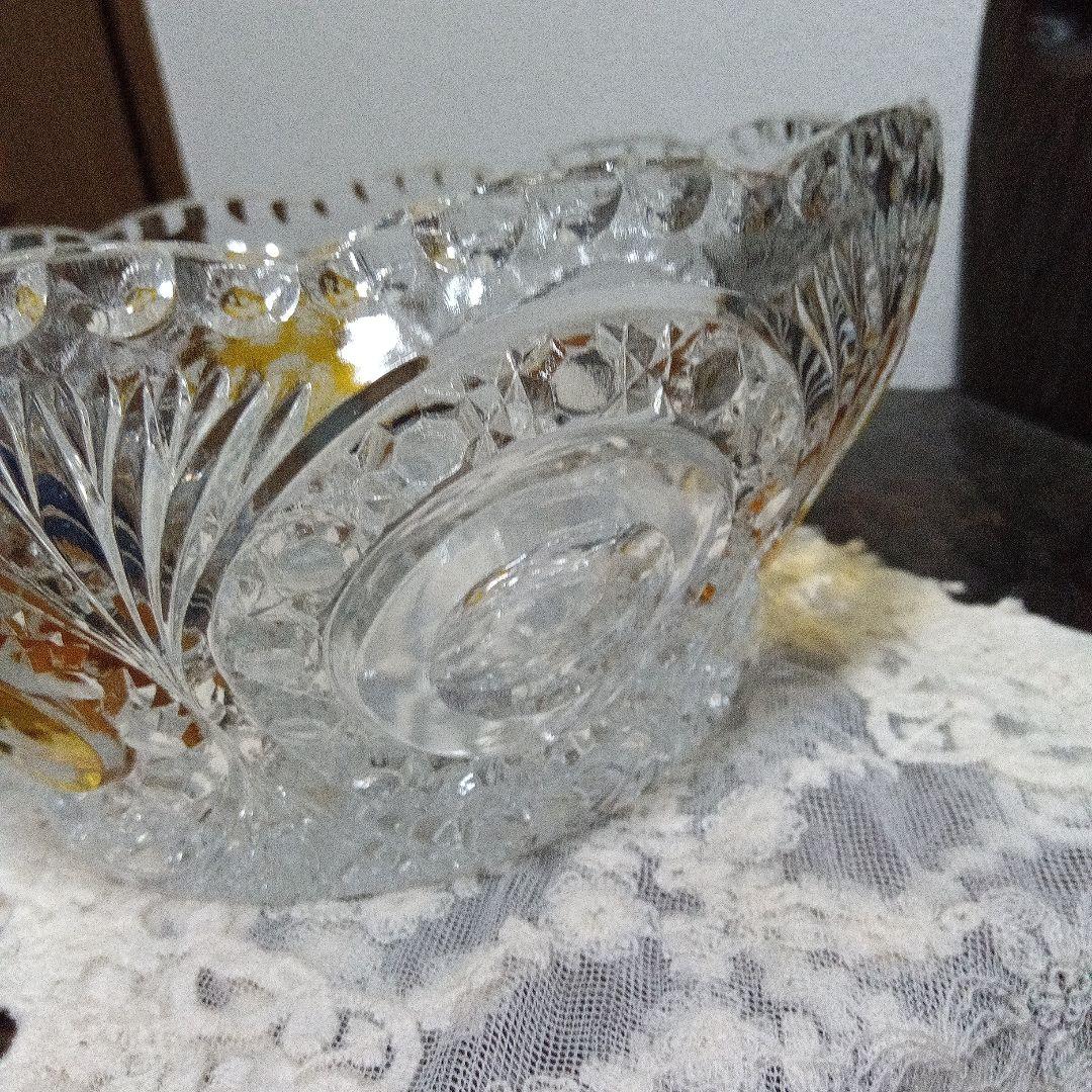 ホフバウワー イエローバードクリスタルガラス ボウル 小鳥