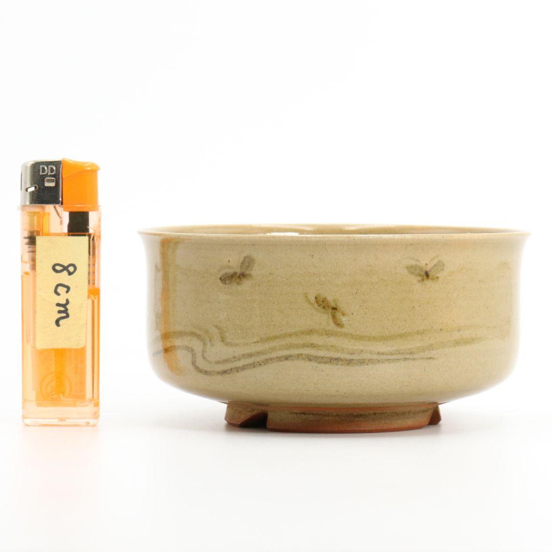 ☆11時間以内発送☆美品 岡本英山作 虫明焼 蛍ノ絵茶碗 桂又三郎書付