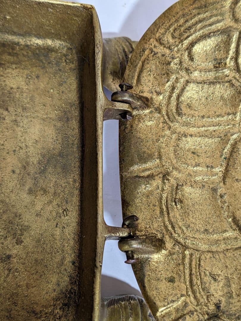 ♢中国 民国時代 銅製 亀形 自在蓋箱 煙草入 コレクション 骨董品