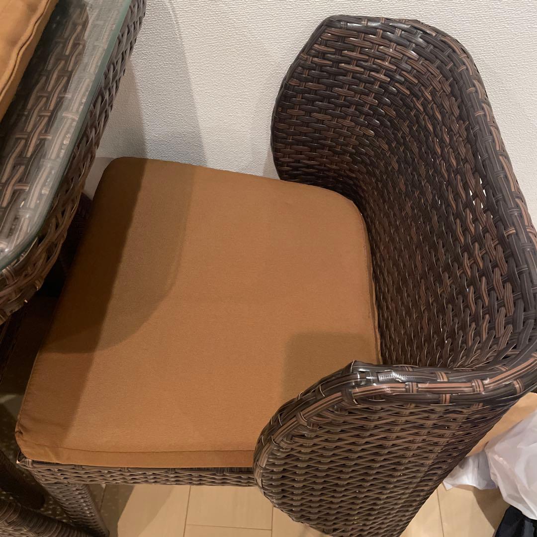 【テーブルチェアセット】ラタン製ダイニングテーブルセット