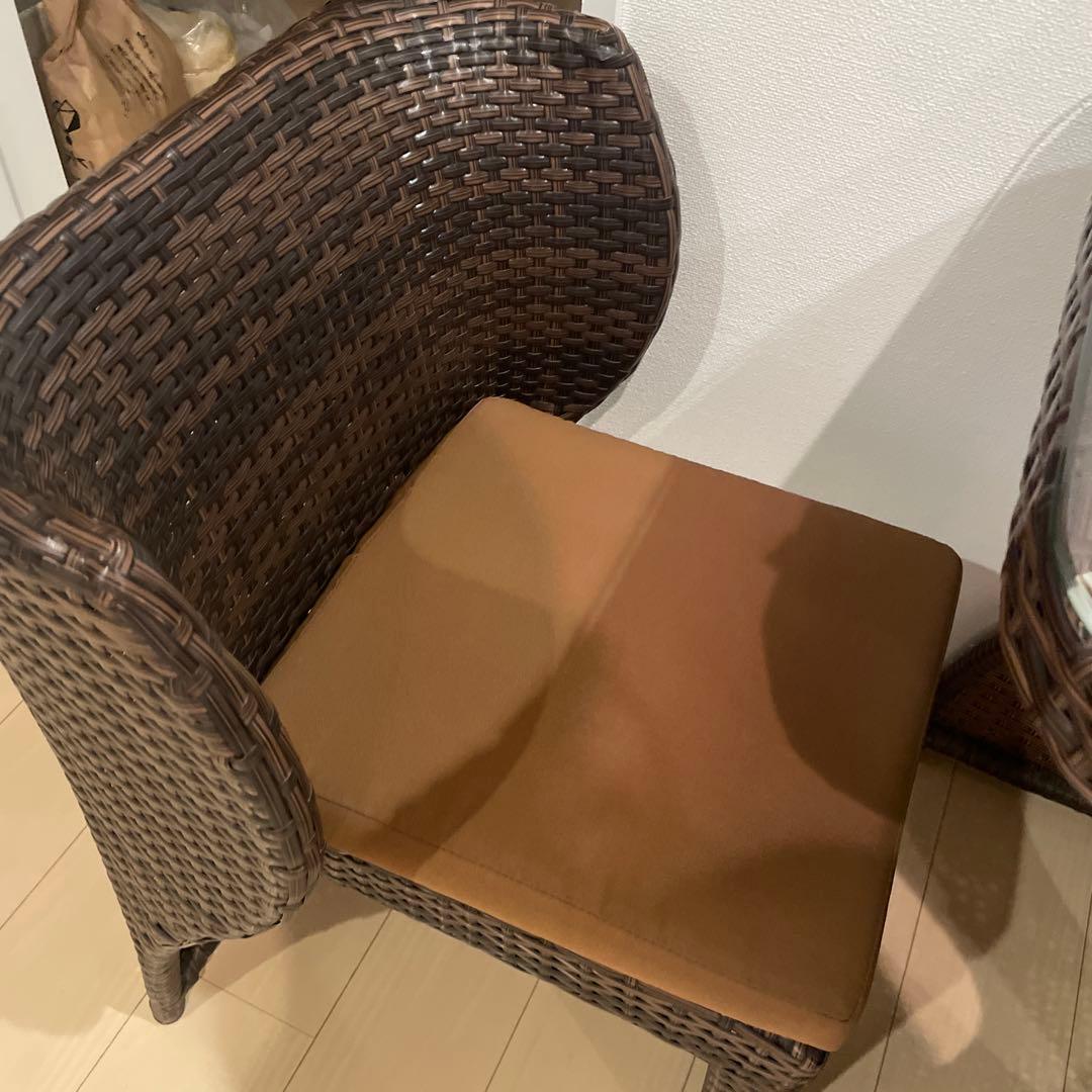 【テーブルチェアセット】ラタン製ダイニングテーブルセット