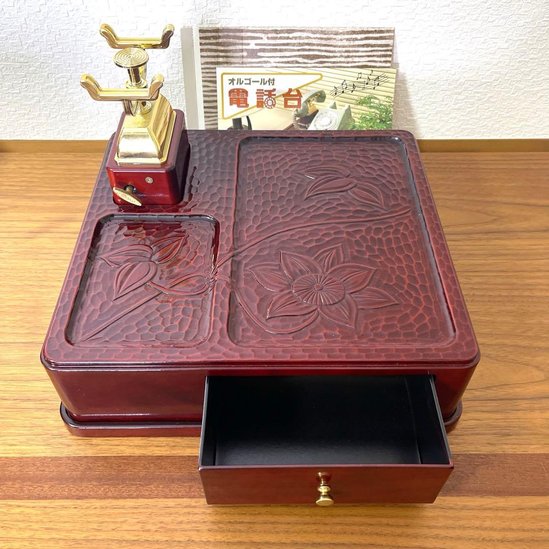 新品未使用 昭和レトロ ☆昔の電話台(受話器置き付) ☆テレフォン