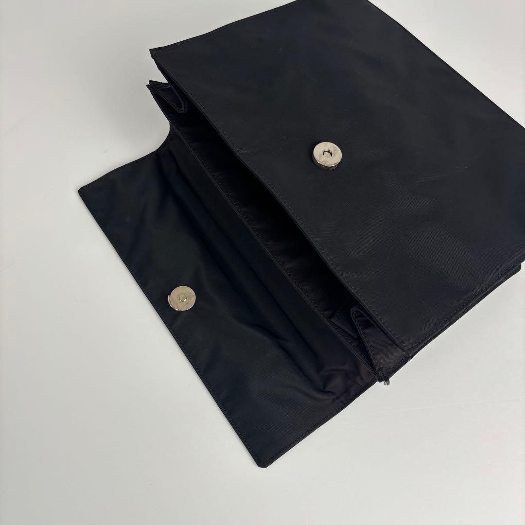美品 PRADA プラダ メタルハンドル ハンドバッグ ナイロン ブラック