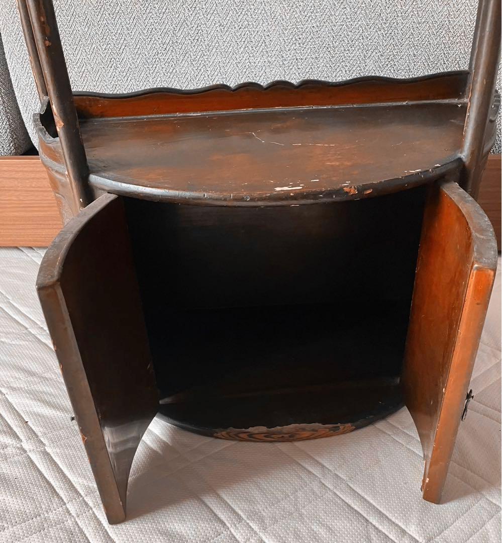 骨董品唐木家具本花梨 総無垢 茶棚 茶道具 飾棚 彫刻 透かし彫り 煎茶道具