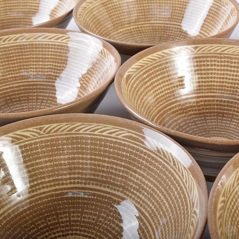 茶道具　韓国　廣州窯　三島手　数茶碗　八客　共箱　V　R8583B