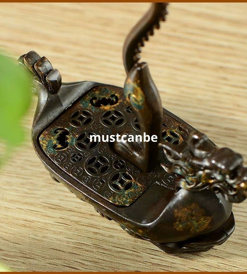 銅製 竜船香炉 室内檀香沈香 香炉 茶道薫炉 香道具 装飾品 工芸品 置物