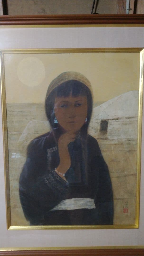 ◇小林五浪「砂漠の少女」日本画 P12号福島県に五浪美術記念館◇