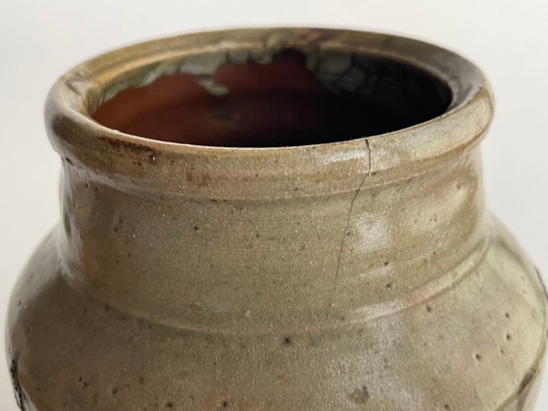 陶芸家 濱田庄司 浜田庄司 ？ 鉄絵 トウキビ文 花入 花瓶 箱なし 益子