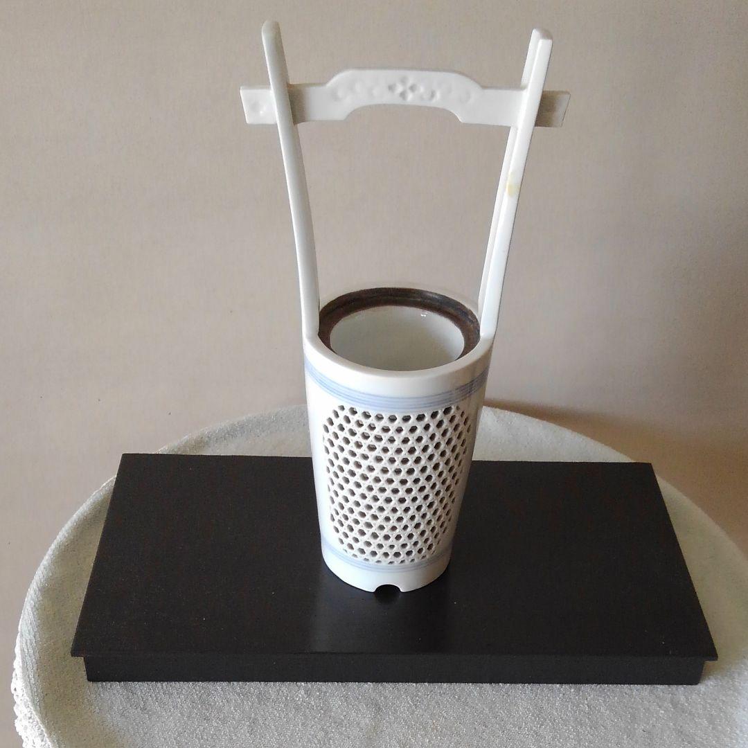 有田 杉原一壺作白磁手桶形花器