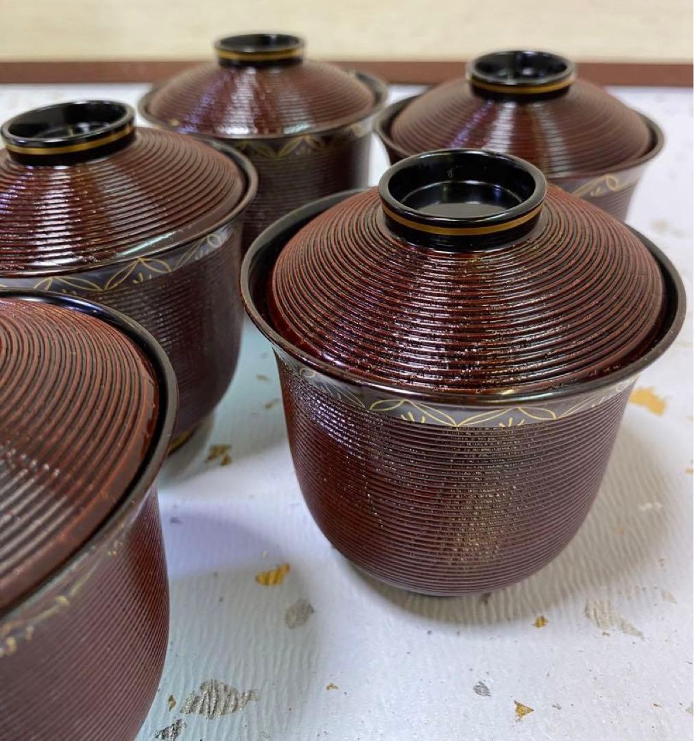 【茶道具】溜塗千筋端反箸洗　七宝（紙箱）　○