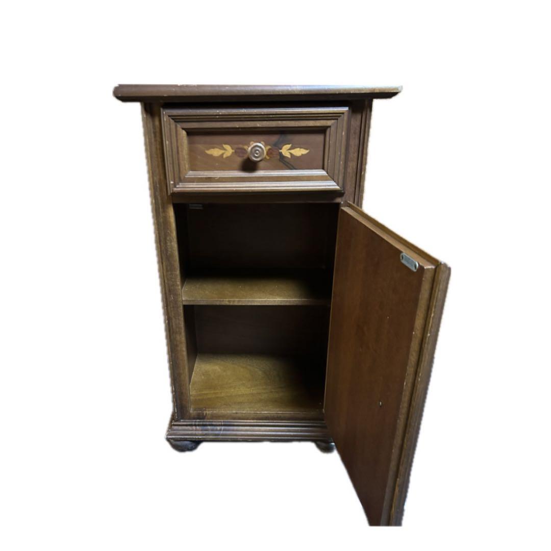 イタリア 象嵌細工 アンティーク 電話台 花台 サイドチェスト