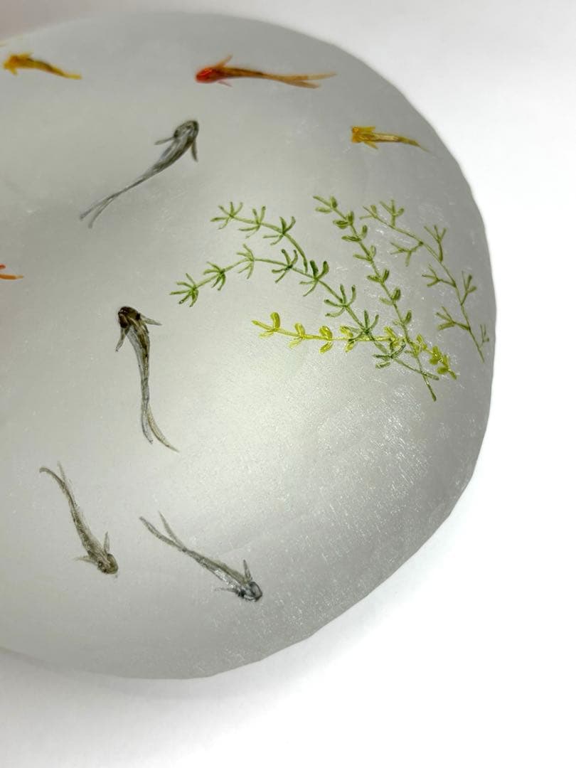 久保裕子さん作 ガラス ザリガニ 魚 水草 ペーパーウェイト 文鎮 オブジェ