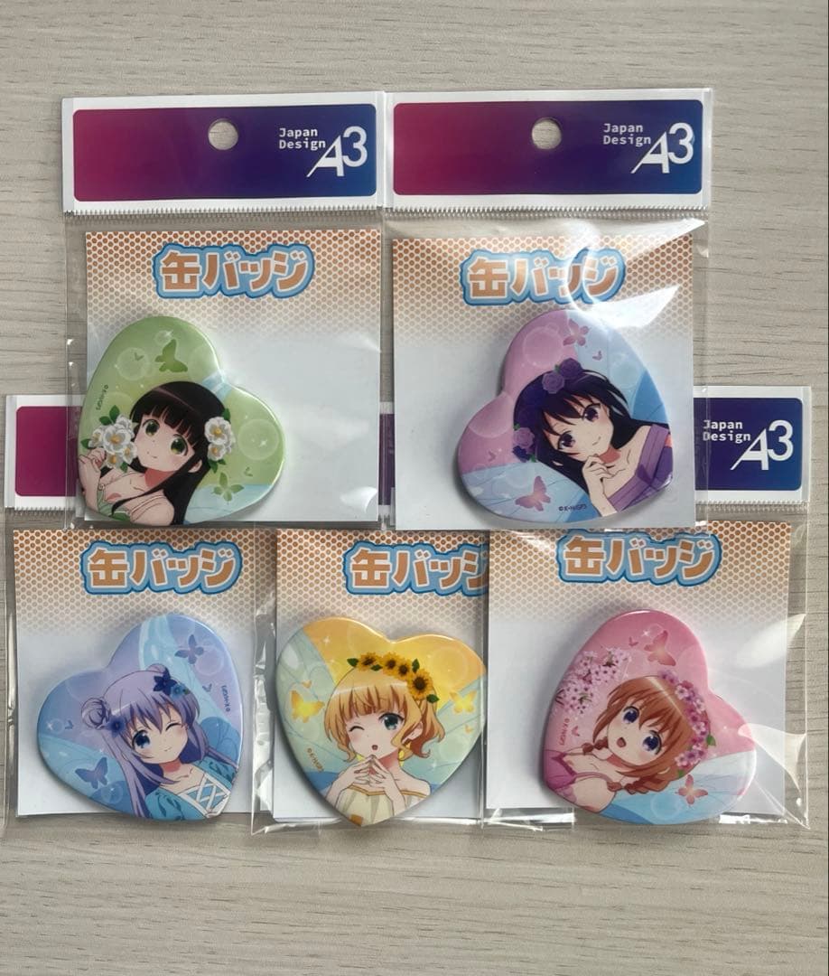 ごちうさ ハート型缶バッチ 5種 - メルカリ