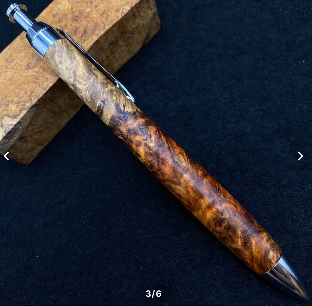 富士瘤クラフト アンボイナバール極上杢木軸シャーペン