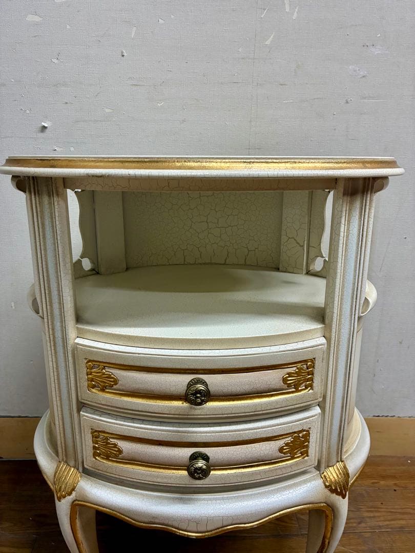 管386☆イタリア製☆ロココ調☆姫系☆ヒビ加工☆サイドテーブル