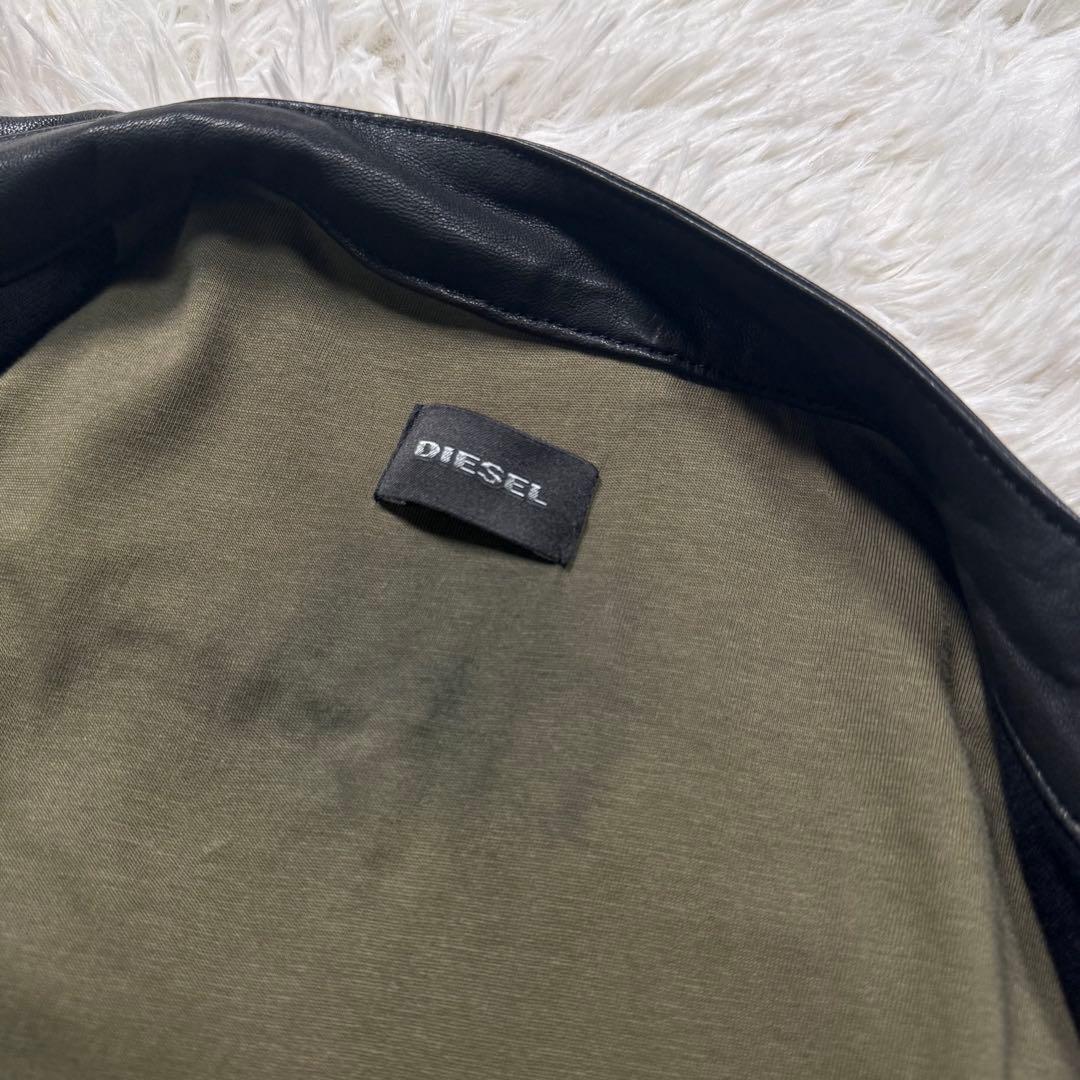 バ*ー様 美品/希少✨DIESEL ライダースジャケット 羊革 切替え ダブルジ
