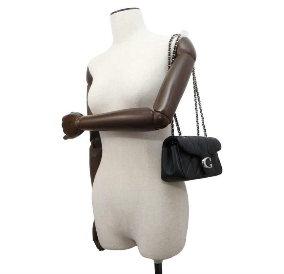 COACH タビー 20 キルティング ショルダーバッグ　ブラック　シルバー金具