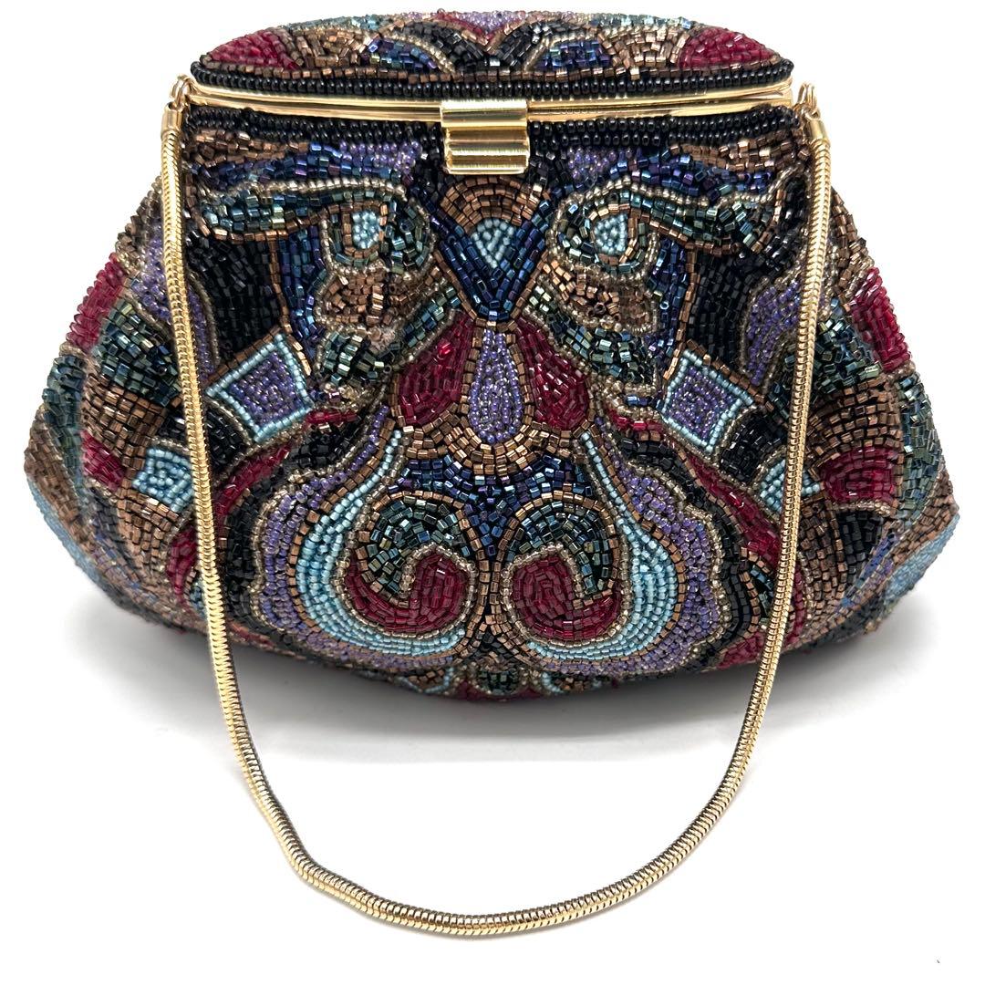 LUMYはしもと パーティバッグ 総ビーズ 皇室御用達 モルティ マルチカラー