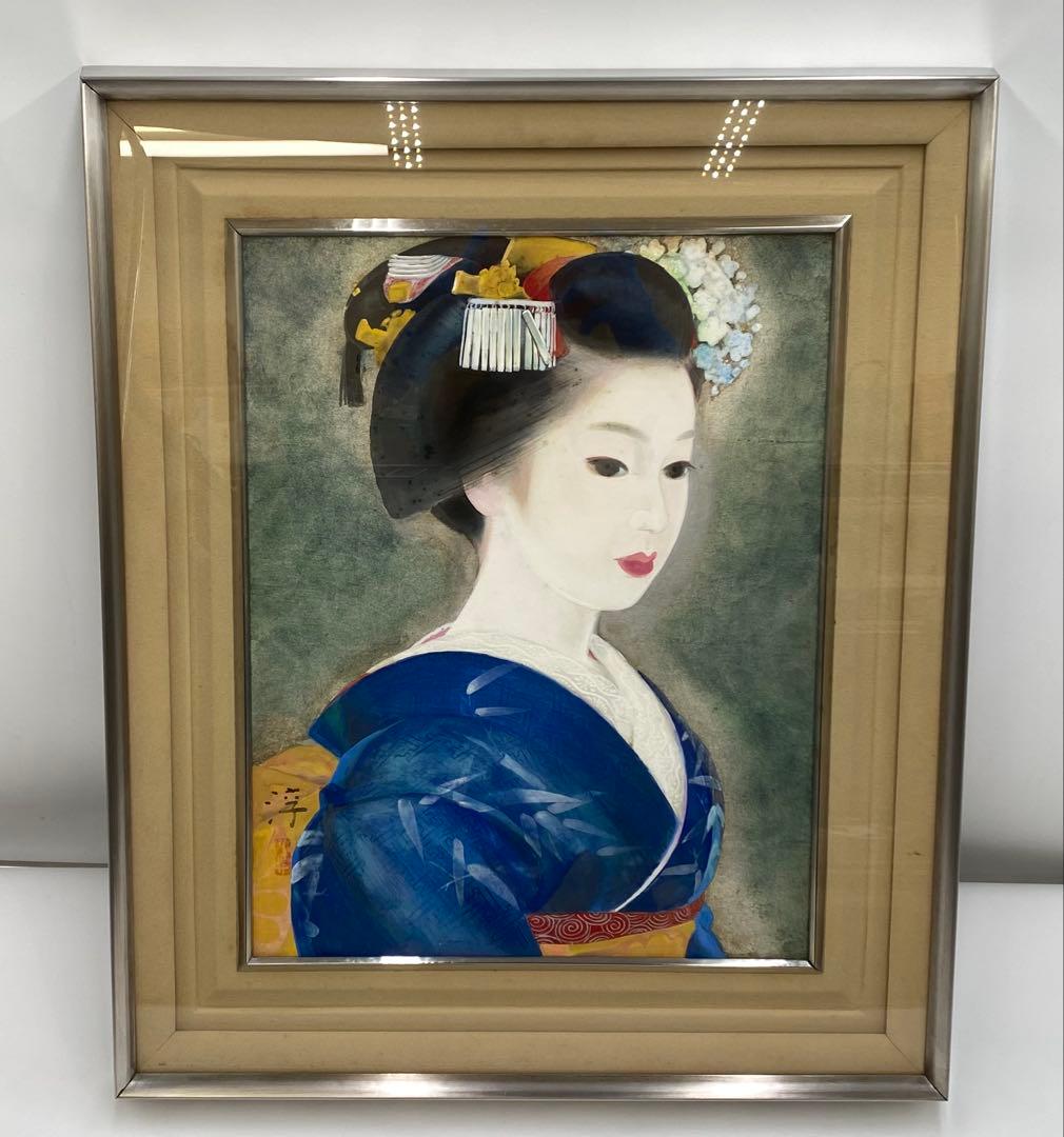 中尾淳 舞妓 日本画 額装 美人画 絵画F