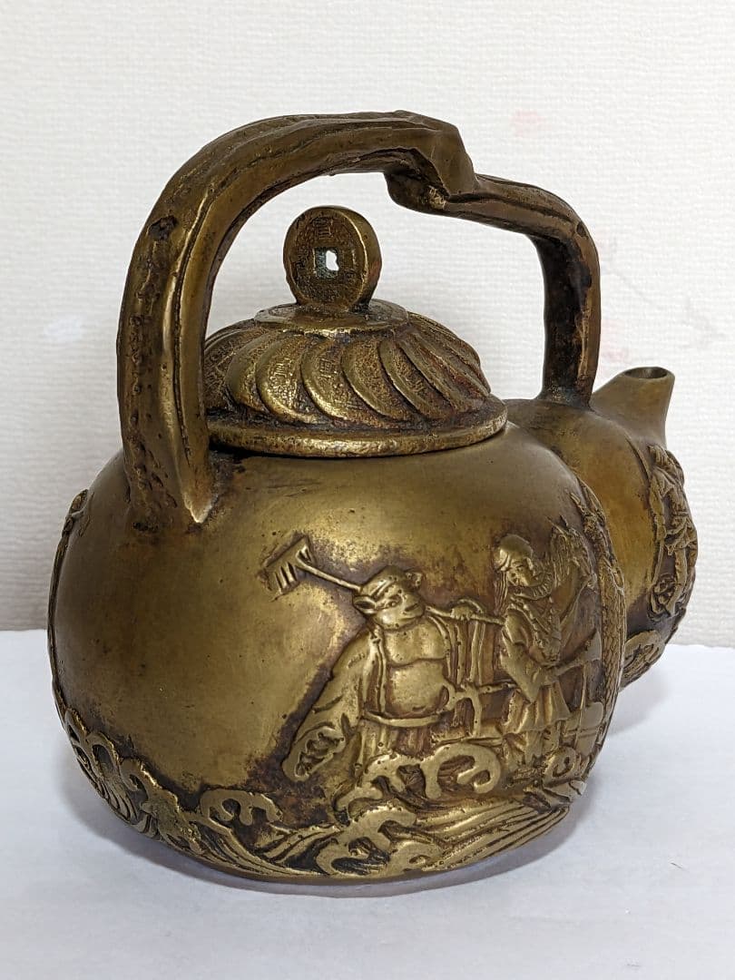 ⭐中国古玩古美術 西遊記絵巻 銅製 瓢型 酒注 アンティーク 骨董品コレクション