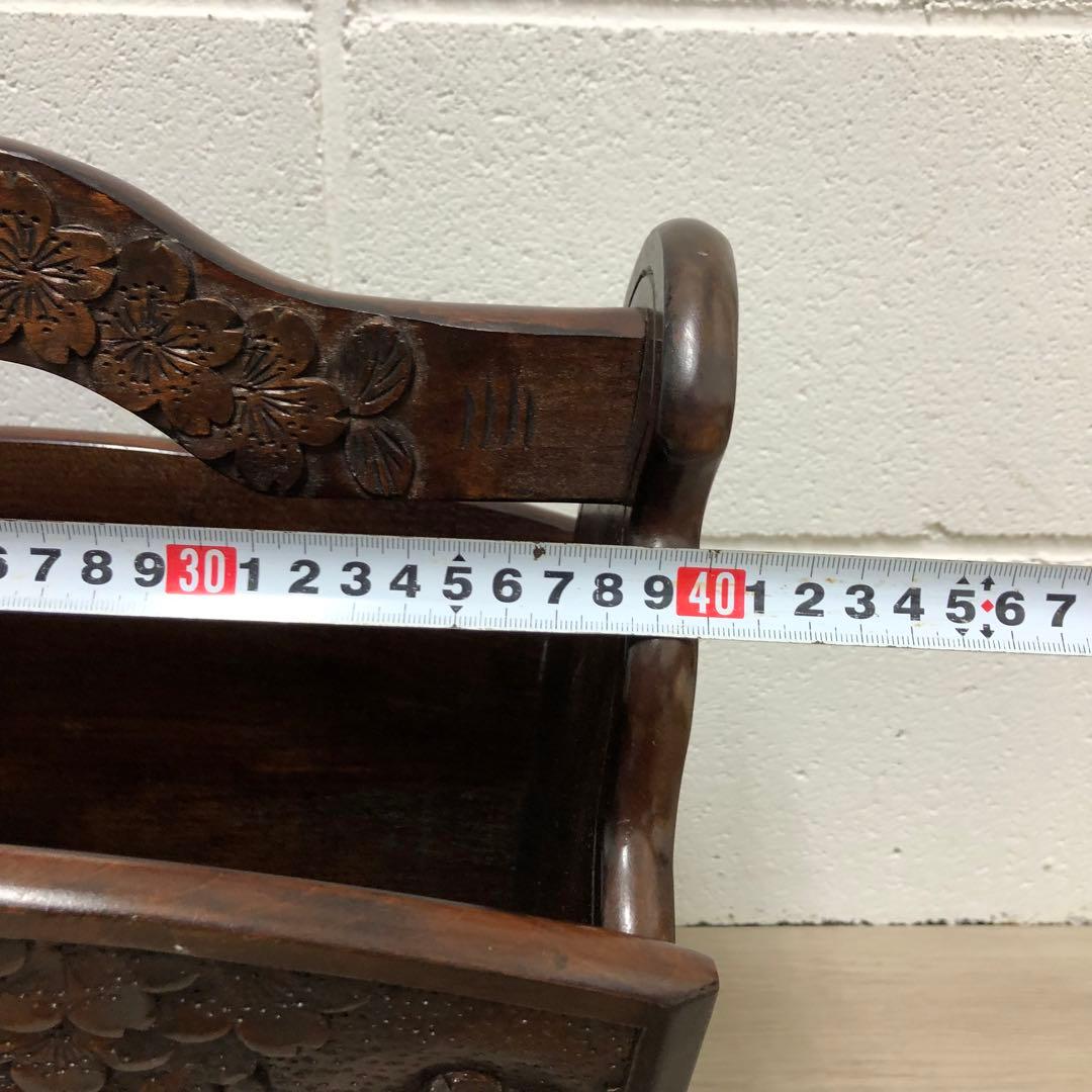 軽井沢彫り　マガジンラック　アンティーク　和風　工芸品　伝統工芸　桜