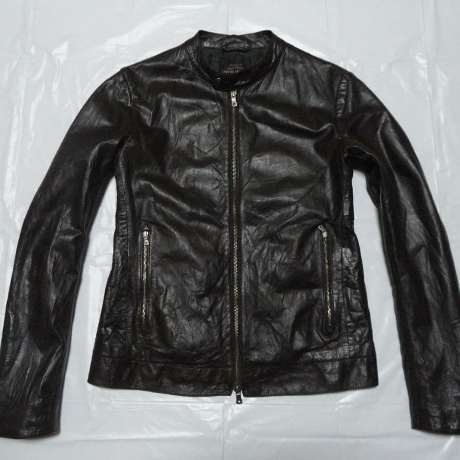 最高級 羊革 L】ユナイテッドアローズシングルライダースジャケット黒系
