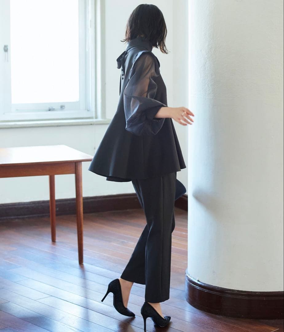 【大きめ】ルイルエ オーガンジースリーブ パンツ セットアップ 3L 結婚式