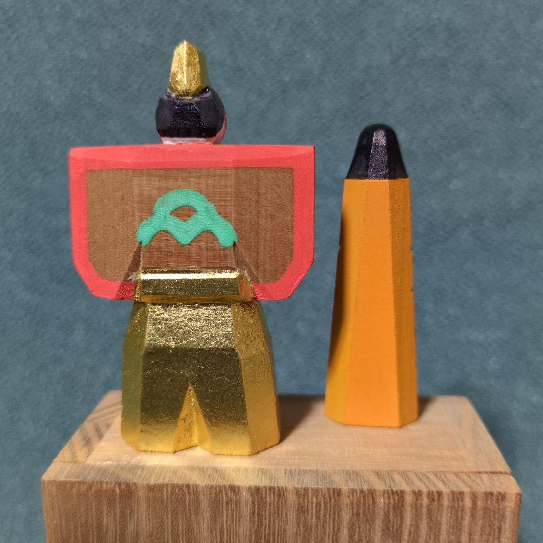 奈良一刀彫り　雛人形　川口神泉　立雛　共箱付き　伝統工芸　木彫