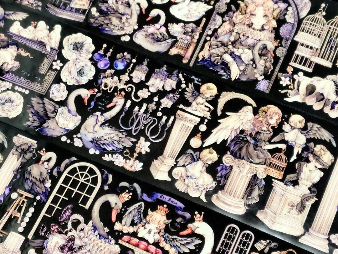 切売 1578☆ 海外 マスキングテープ マステ PET 装飾 花 人物 水晶