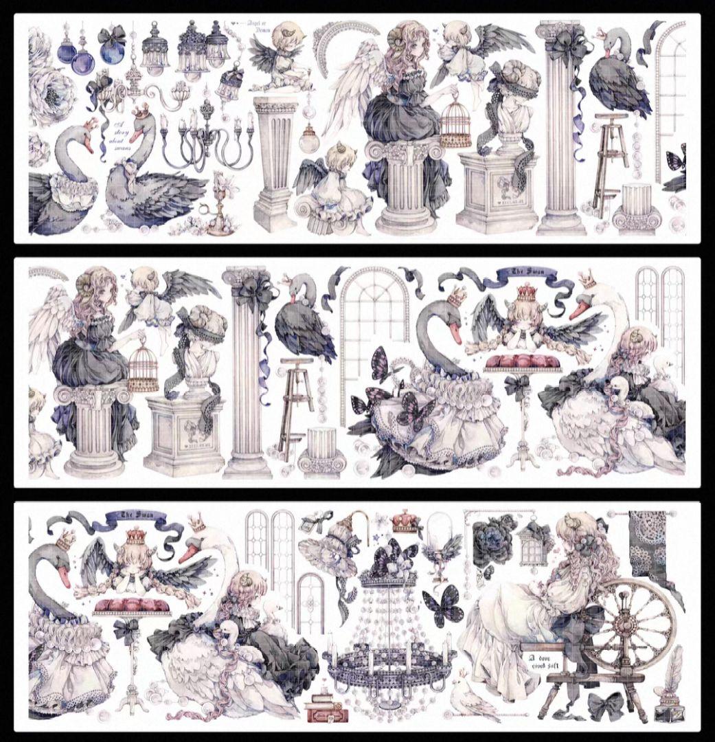 切売 1578☆ 海外 マスキングテープ マステ PET 装飾 花 人物 水晶