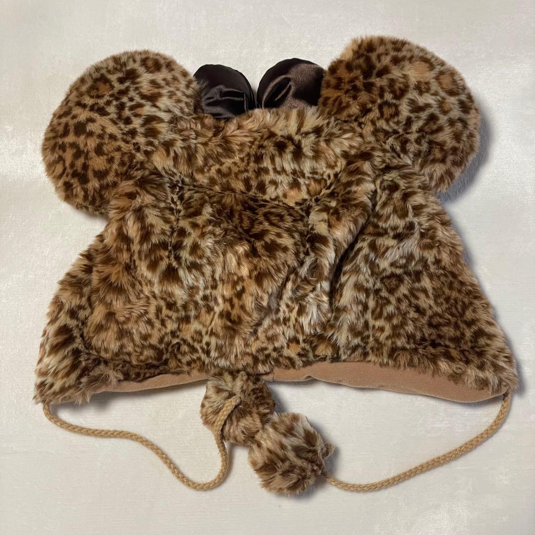 ディズニー　ミニーファンキャップ　ヒョウ柄 レオパード　リボン　平成